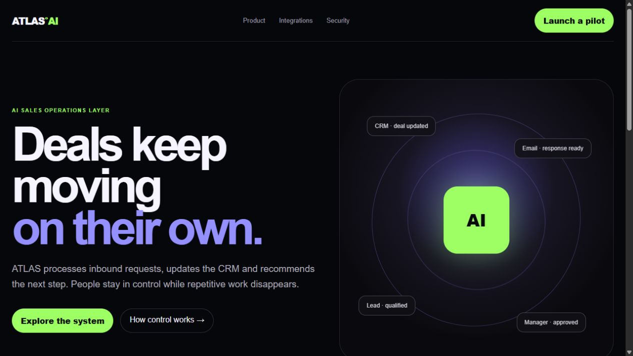 Первый экран концепта ATLAS AI