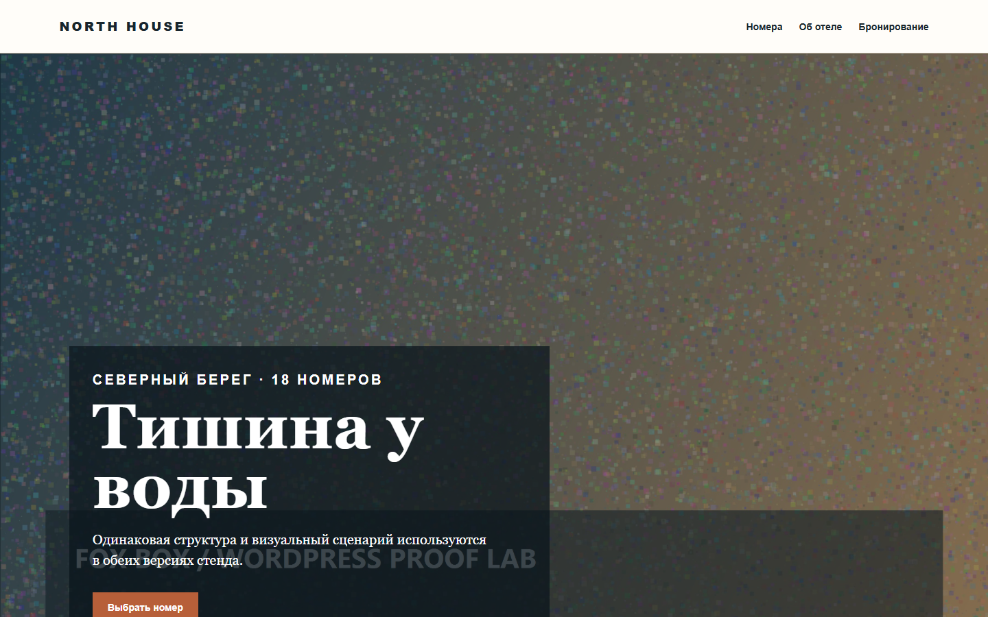 WordPress demonstration page before controlled optimization